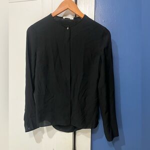 A.L.C. Black Long-Sleeve Button Front Top. Silk ,Size 0